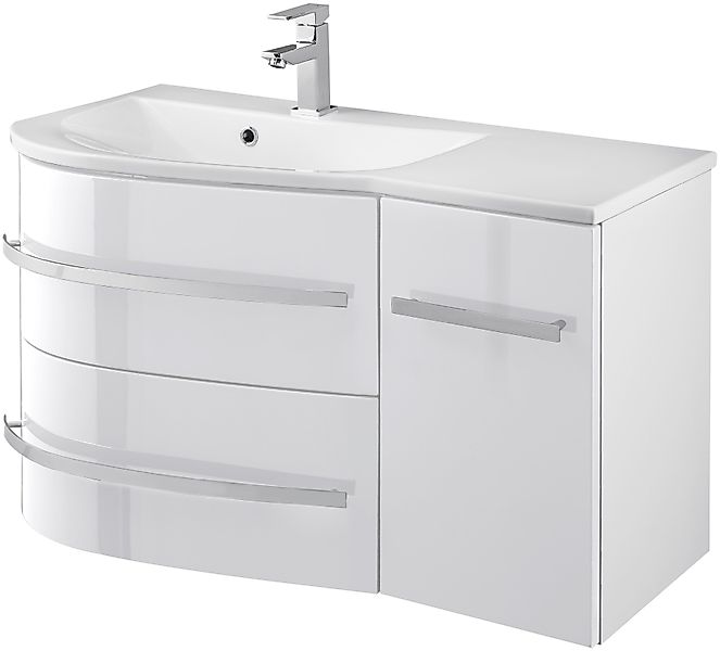 welltime Waschtisch "OSLO", Breite 90cm, geschwungene Form, Ablage rechts günstig online kaufen