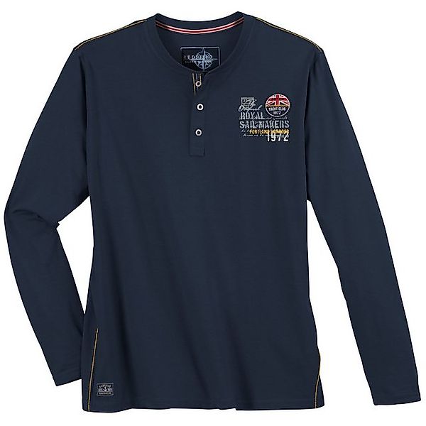 redfield Langarmshirt Große Größen Herren Redfield Henley-Langarmshirt navy günstig online kaufen