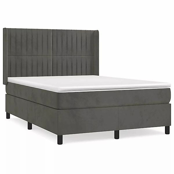 vidaXL Boxspringbett mit Matratze Dunkelgrau 140x200 cm Samt1396355 günstig online kaufen