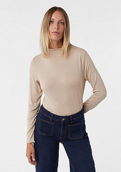 comma Langarmshirt T-Shirt Langarmshirt mit angedeutetem Kragen günstig online kaufen