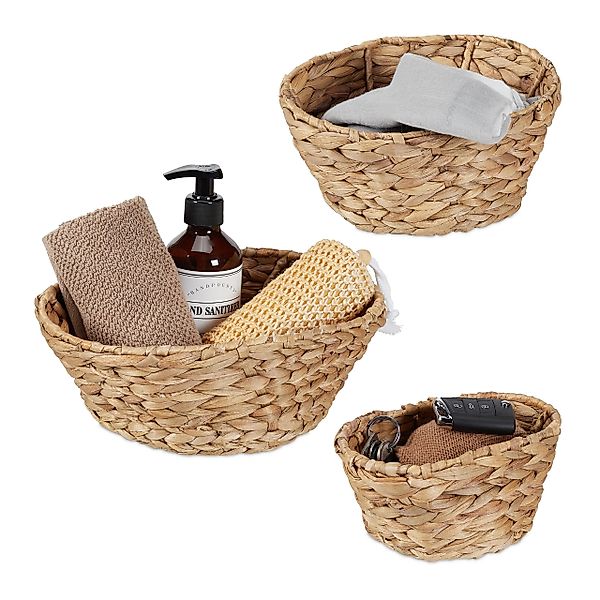 relaxdays Aufbewahrungskorb 3x Aufbewahrungskörbe Wasserhyazinthe günstig online kaufen