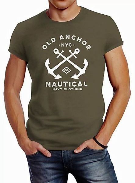 Neverless Print-Shirt Herren T-Shirt gekreuzte Anker Old Anchor Nautical Ne günstig online kaufen