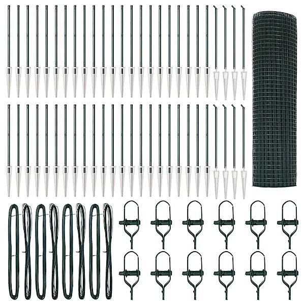 vidaXL Zaunpfosten Grün 100 x 0,4 m 12 x 12 mm Netz Stahl und PVC 3352129 günstig online kaufen