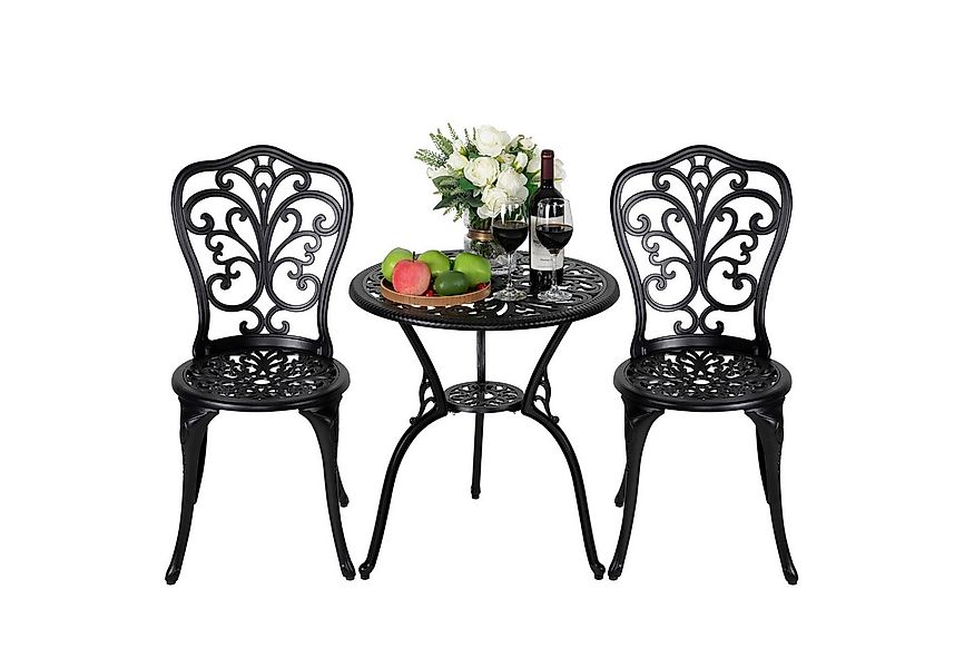 Avestar Balkonset 3-teiliges Terrassen-Set aus Aluminium mit Schirmloch, (3 günstig online kaufen