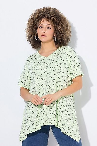 Ulla Popken T-Shirt T-Shirt Palmen A-Linie V-Ausschnitt Halbarm günstig online kaufen