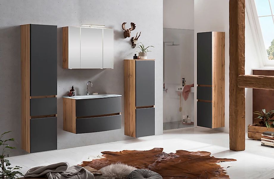 welltime Badezimmer-Set "Kaunas" Set, 4 Stk. tlg. Waschtisch-Set (Breite 80 günstig online kaufen