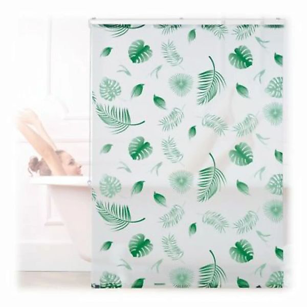 relaxdays Duschrollo Blätter grün weiß-kombi günstig online kaufen