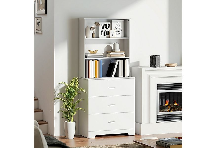 HOMCOM Bücherregal mit 3 Schubladen, 3 offenen Regalen, Bücherschrank 180 c günstig online kaufen