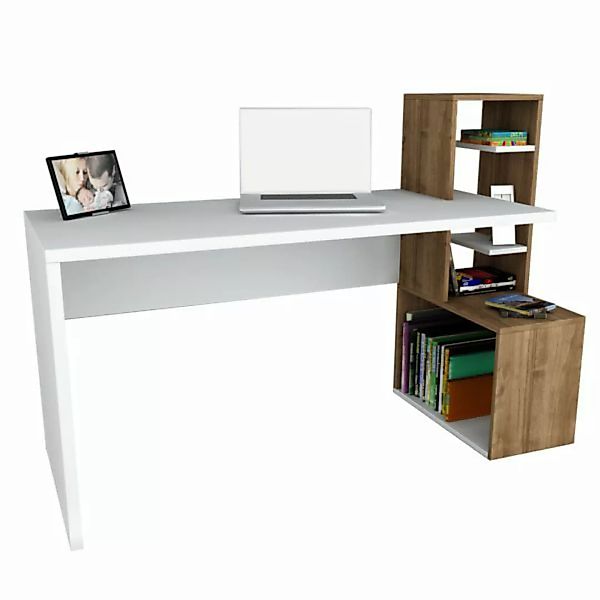 Schreibtisch Side Weiß Walnuss günstig online kaufen