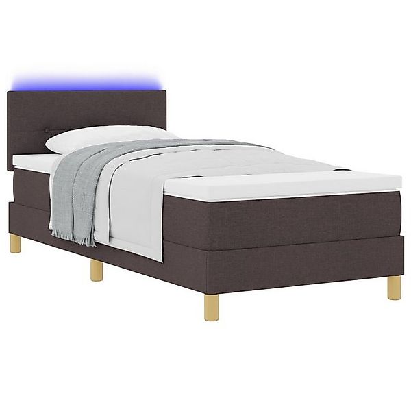 vidaXL Bett Boxspringbett mit Matratze & LED Dunkelbraun 90x190 cm Stoff (1 günstig online kaufen