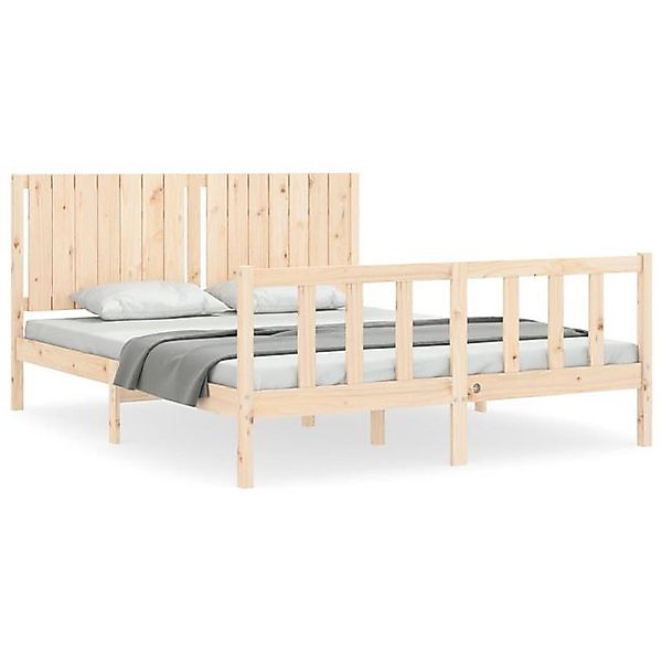 vidaXL Bettgestell, Massivholzbett mit Kopfteil 160x200 cm günstig online kaufen