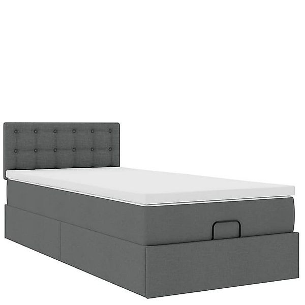 vidaXL Bett Ottoman-Bett mit Matratze & LEDs Dunkelgrau 90x190 cm Stoff günstig online kaufen