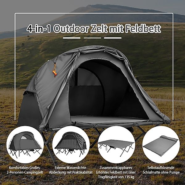 COSTWAY Kuppelzelt Campingzelt, Feldbett, 4 in günstig online kaufen