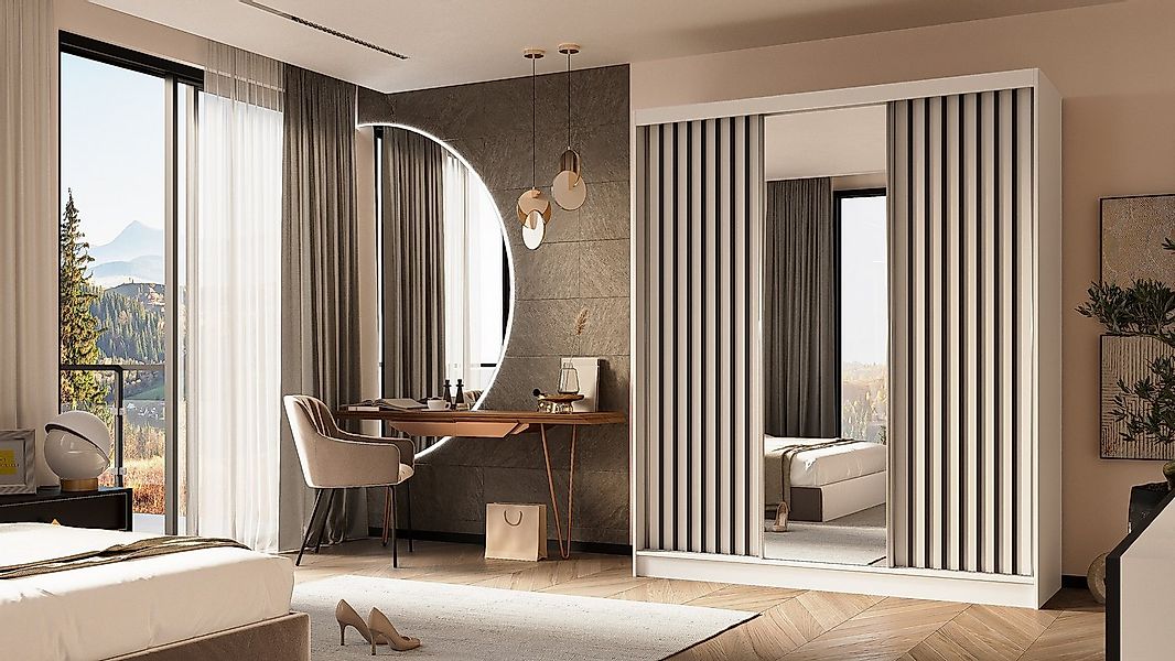 ALTDECOR Schiebetürenschrank LAMELO (Kleiderschrank Garderobenschrank mit v günstig online kaufen