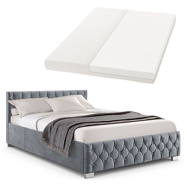 Juskys Polsterbett Nizza, 140x200 cm, LED günstig online kaufen