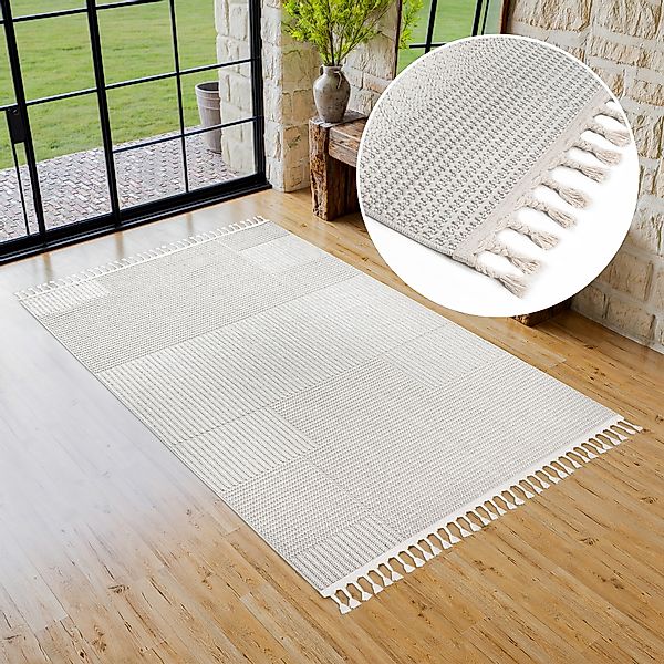 my home Teppich »Nathan«, rechteckig, 6 mm Höhe, Woll-Optik, Hoch-Tief Stru günstig online kaufen