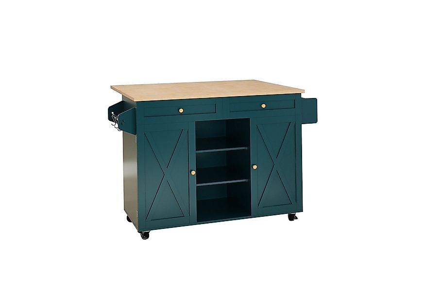 HOLTICO Küchenwagen mit abklappbarer Arbeitsplatte, Kücheninsel auf Rädern, günstig online kaufen