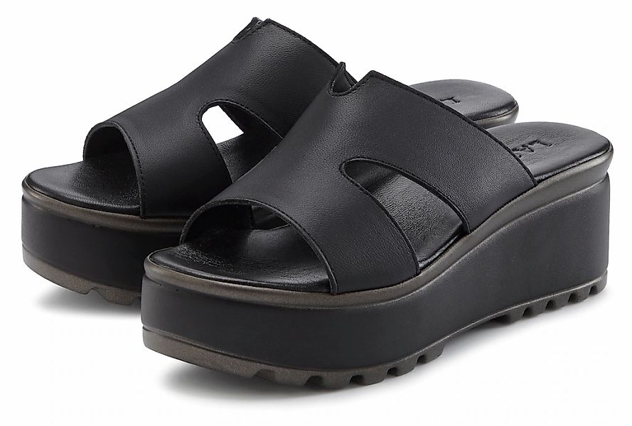 LASCANA Pantolette "Sandale, Sommerschuh, Mule" aus Leder mit Keilabsatz günstig online kaufen