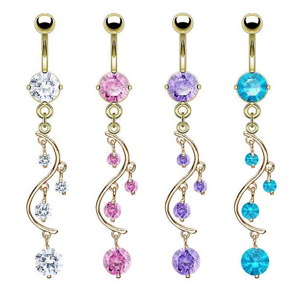 Taffstyle Bauchnabelpiercing Piercing Chirurgenstahl Vergoldet Kristall günstig online kaufen