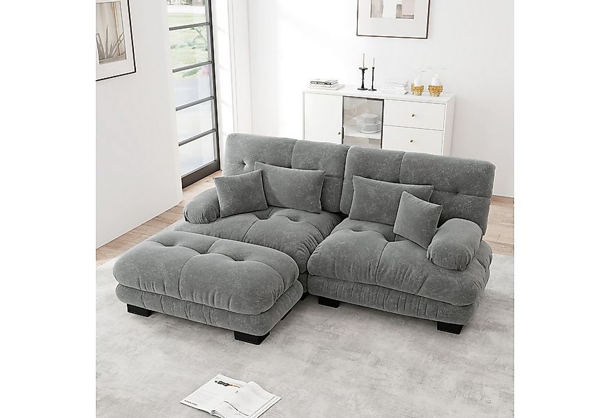 Leawin Sofa Cloud Ecksofa aus Chenille mit Ottoman & Kissen für Wohnzimmer, günstig online kaufen