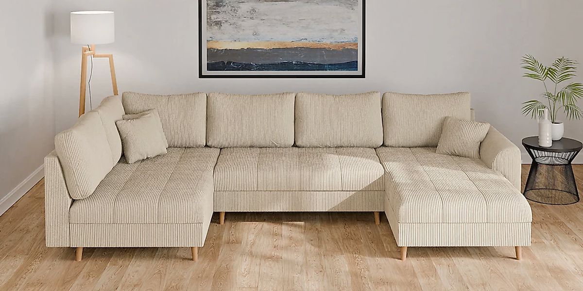 Home affaire Wohnlandschaft "CHARRE U-Form mit Ottomane, Maße B/T/H: 310/16 günstig online kaufen