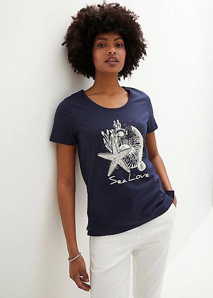 bonprix T-Shirt "T-Shirt Sea Love" lockere Passform, Kurzarm-Design, mit ma günstig online kaufen