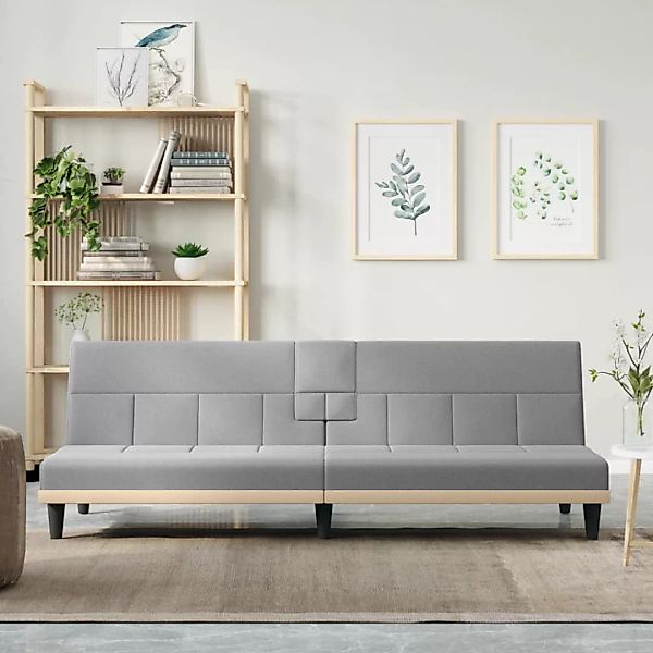 vidaXL Sofa Schlafsofa mit Getränkehaltern Hellgrau Stoff Schlafcouch Sofa günstig online kaufen