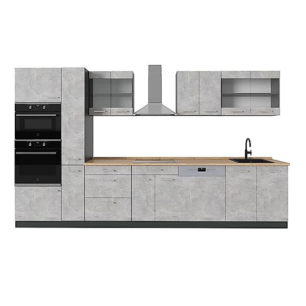 Vicco Küchenzeile R-Line, Beton/Anthrazit, 350 cm günstig online kaufen