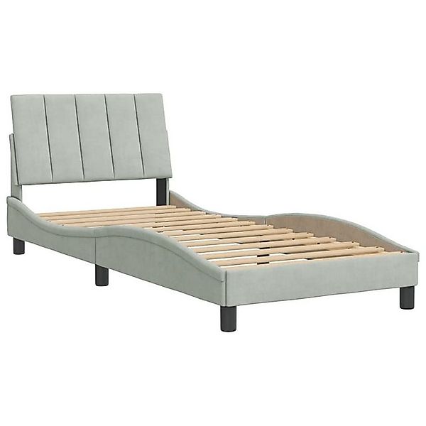vidaXL Bettgestell, Bettrahmen mit Kopfteil Hellgrau 80x200 cm Samt günstig online kaufen