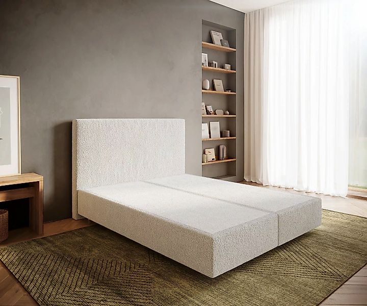 DELIFE Bettgestell Dream-Well, Bouclé Creme-Weiß 160x200 günstig online kaufen