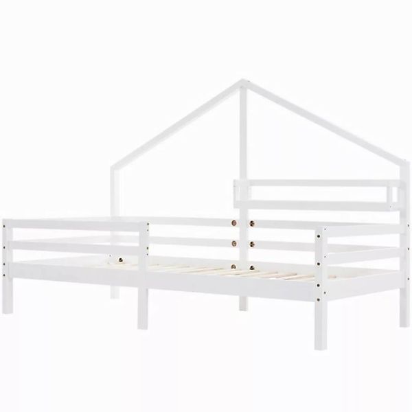 MODFU Kinderbett Jugendbett Massivholzbett Einzelbett (90x200cm Weiß mit La günstig online kaufen