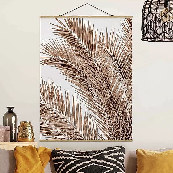 Stoffbild mit Posterleisten Bronzefarbene Palmenwedel günstig online kaufen