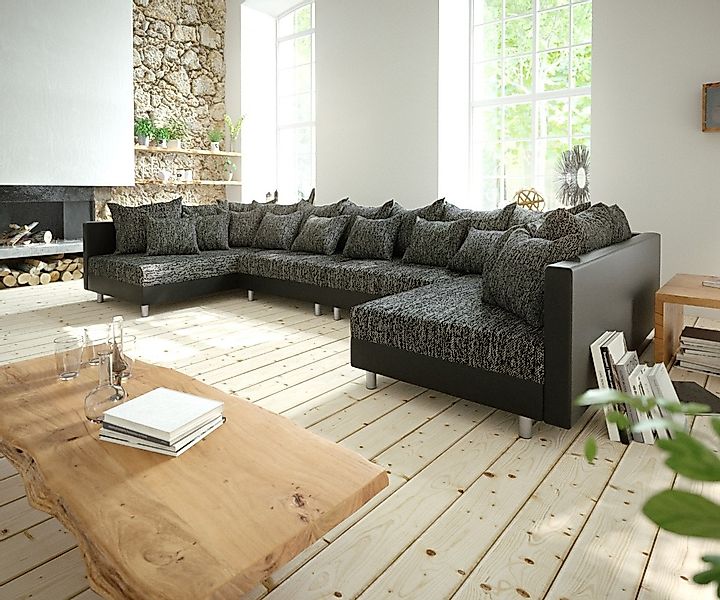 Wohnlandschaft Clovis XL Schwarz Modulsofa erweiterbar günstig online kaufen