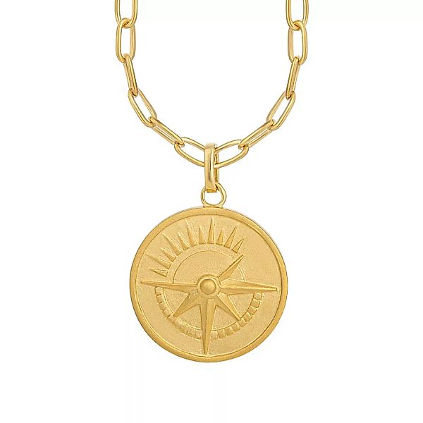 CAÏ Kette mit Anhänger "925 Silber vergoldet Münze Kompass Sonne" günstig online kaufen