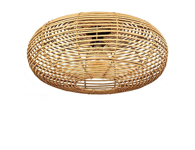 hofstein Deckenleuchte moderne Deckenlampe aus Metall/Rattan in Schwarz/Nat günstig online kaufen
