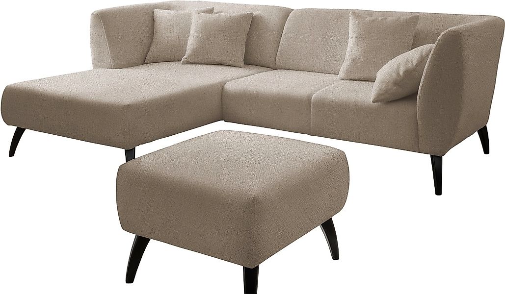 INOSIGN Ecksofa »Colori L-Form«, Holzfußfarbe wählbar, inkl. 4x Zierkissen günstig online kaufen