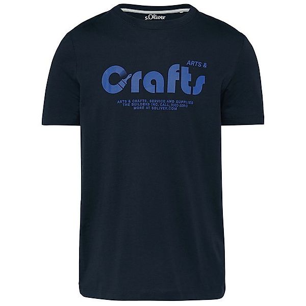 s.Oliver Rundhalsshirt Große Größe Herren T-Shirt navy Frontprint Arts&Craf günstig online kaufen