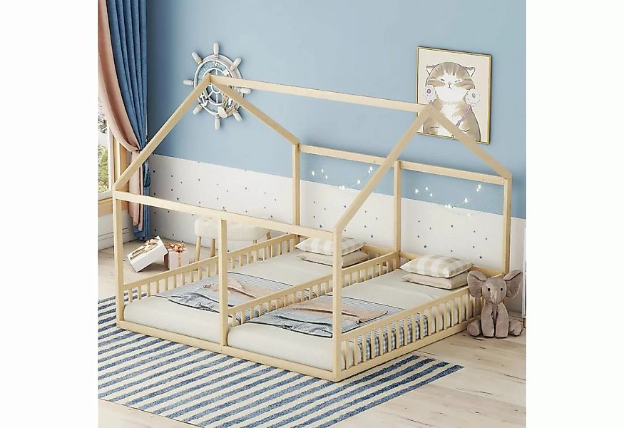 REDOM Kinderbett Holzbett Funktionsbett Einzelbetten flache Betten (Hausmod günstig online kaufen