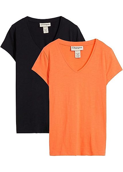 bonprix T-Shirt (Packung, 2-tlg) lockere Passform, Kurzarm, für Frühling un günstig online kaufen