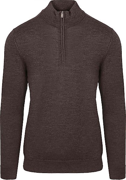 Profuomo Half Zip Pullover Merinowolle Dunkelbraun - Größe XXL günstig online kaufen