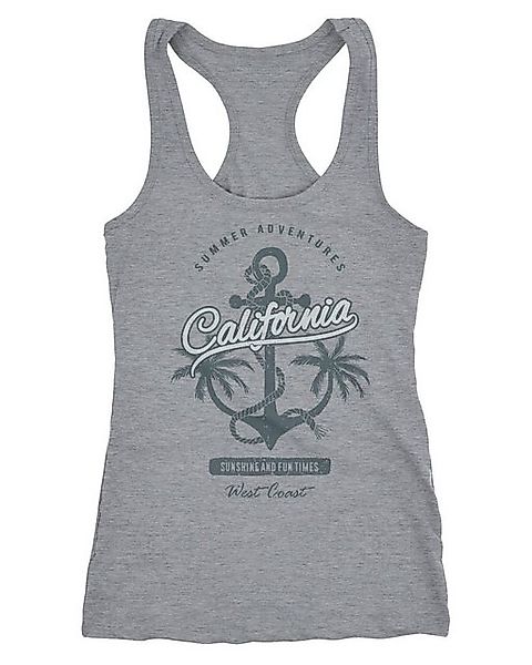 Tanktop Damen Tank-Top Anker Palmen Anchor Palms Racerback Baumwolle Slim F günstig online kaufen
