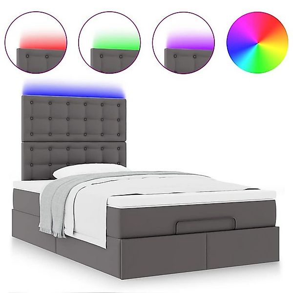 vidaXL Bett Ottoman-Bett mit Matratze & LEDs Grau 120x190 cm Kunstleder günstig online kaufen