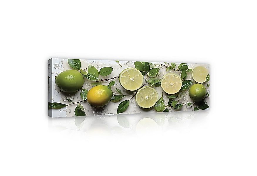 Wallarena Leinwandbild Küche Obst Limette Marmor Esszimmer Wandbild XXL Lei günstig online kaufen