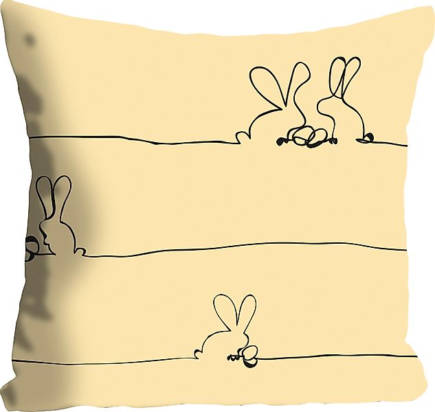 queence Dekokissen »Bunny Family yellow«, Kissenhülle,Österliches Hasenpaar günstig online kaufen
