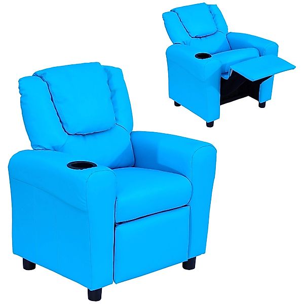 HOMCOM Sessel Kindersessel, Liegefunktion, Eingebauten Becherhalter, Blau ( günstig online kaufen