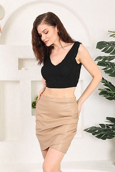 Bongual Lederimitatrock Minirock gerafft in Wickel-Optik günstig online kaufen