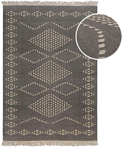 Green Looop Wollteppich »Belmont«, rechteckig, 5 mm Höhe, Fransen, Kelim, h günstig online kaufen