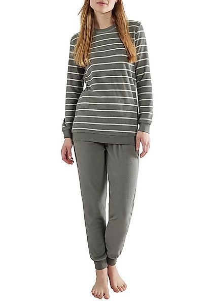 GÖTZBURG Pyjama GÖTZBURG Damen Pyjama grün quergestreift (1 tlg) günstig online kaufen