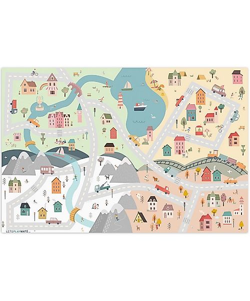LetsPlaymats Spielmatte Jahreszeiten - Stadt - Häuser - Straße - Kinder - A günstig online kaufen