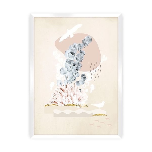 Poster Beige Abstract I, 50 x 70 cm, Ramka: Biała günstig online kaufen